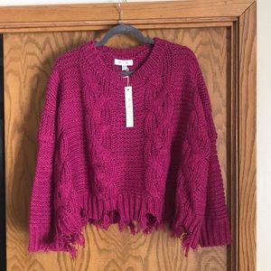 She and Sky Magenta Crop Sweater
